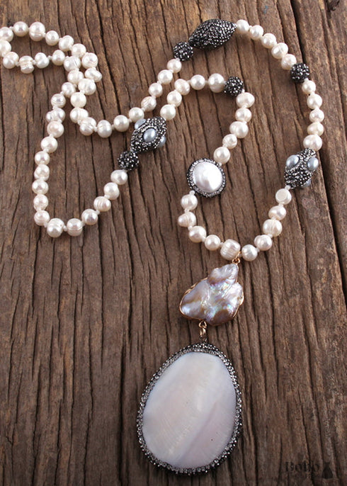 Boho Necklace, RH Precious Silver Peal